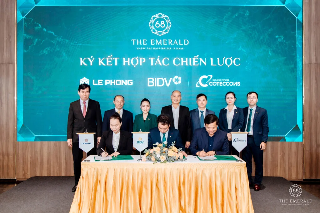 Tập đoàn Lê Phong và Coteccons ký hợp tác chiến lược dự án The Emerald 68 với ngân hàng BIDV và DKRA Realty Lê Phong