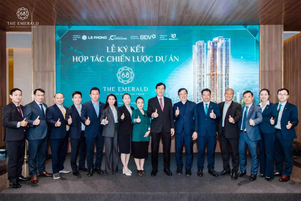 Tập đoàn Lê Phong và Coteccons ký hợp tác chiến lược dự án The Emerald 68 với ngân hàng BIDV và DKRA Realty Lê Phong